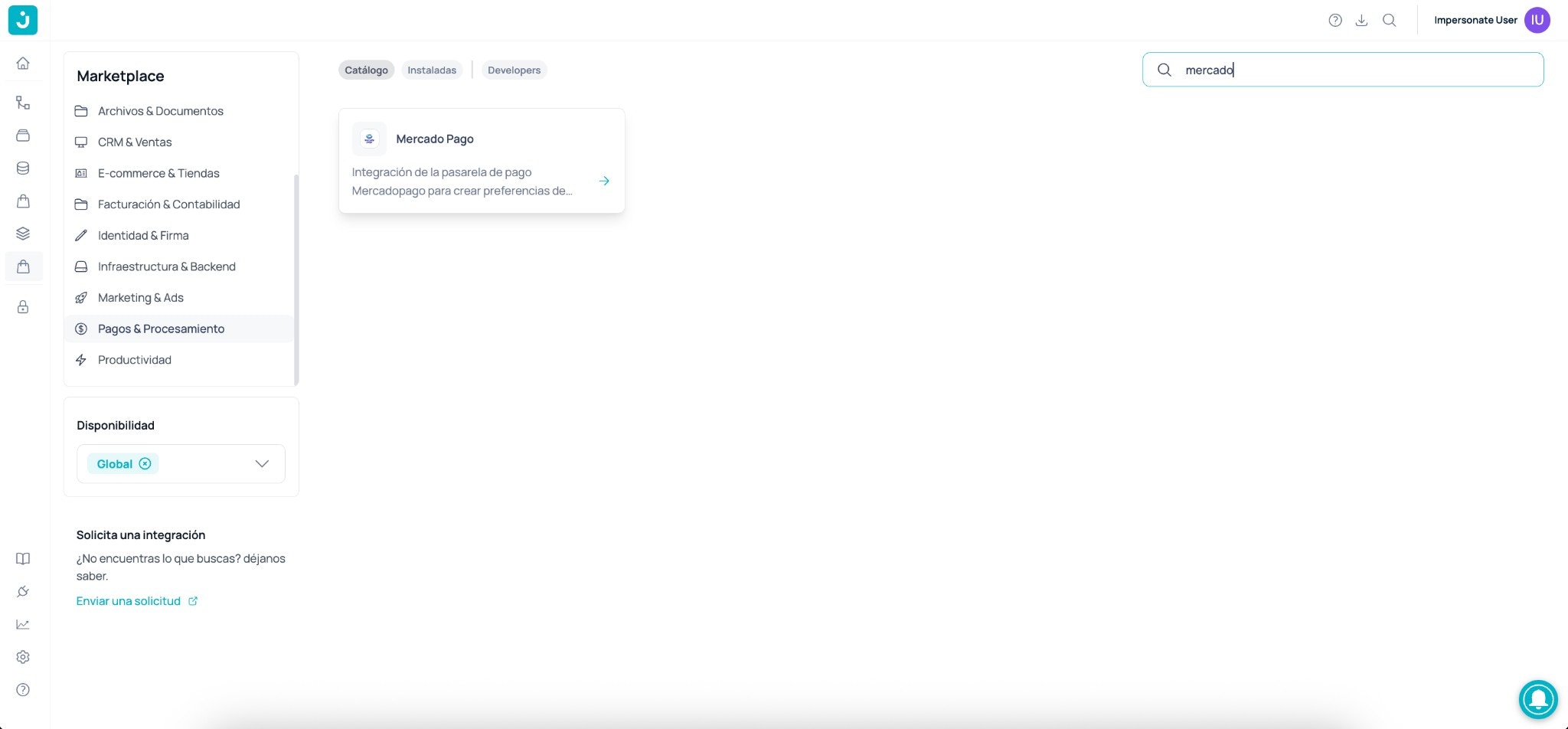 Mercado Pago en el catálogo de integraciones de Marketplace