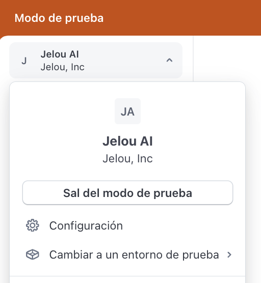 Opción para salir del modo de prueba en Stripe