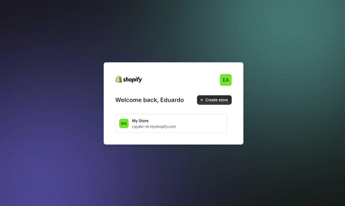 Selección de tienda en Shopify