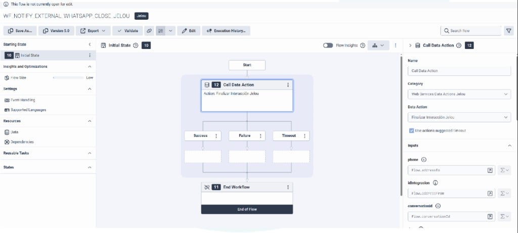 Invocación del Data Action