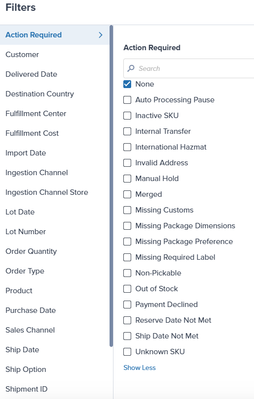Filters panel showing Action Required with Auto Processing Pause option