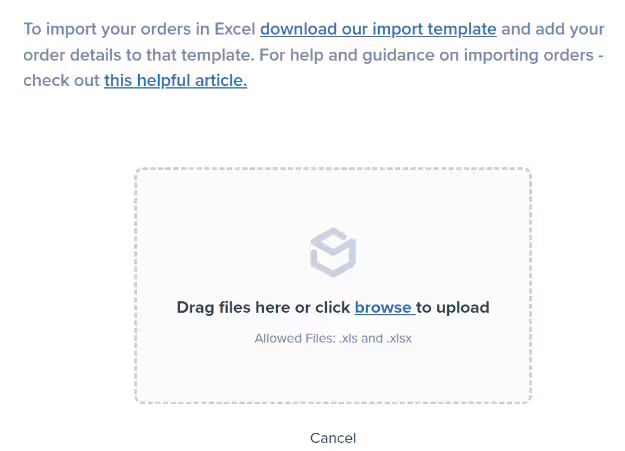 Orders page showing Import Orders button