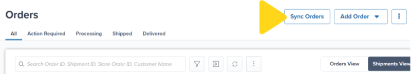 Orders page showing Sync Orders button