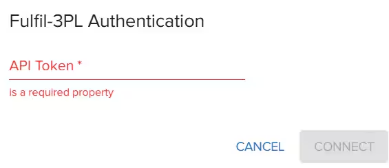 Fulfil-3PL Authentication popup with API Token field