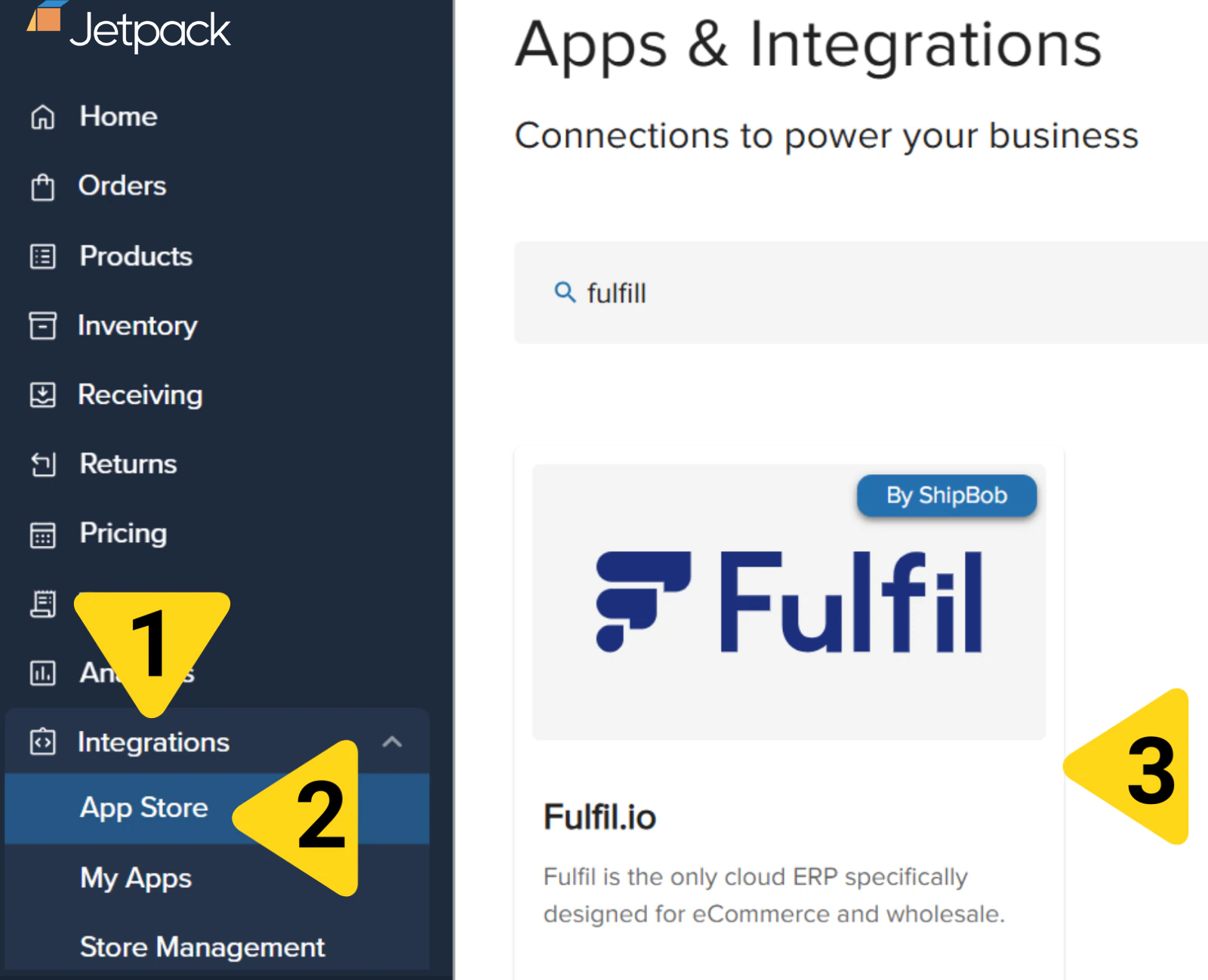App Store page showing Fulfil.io tile