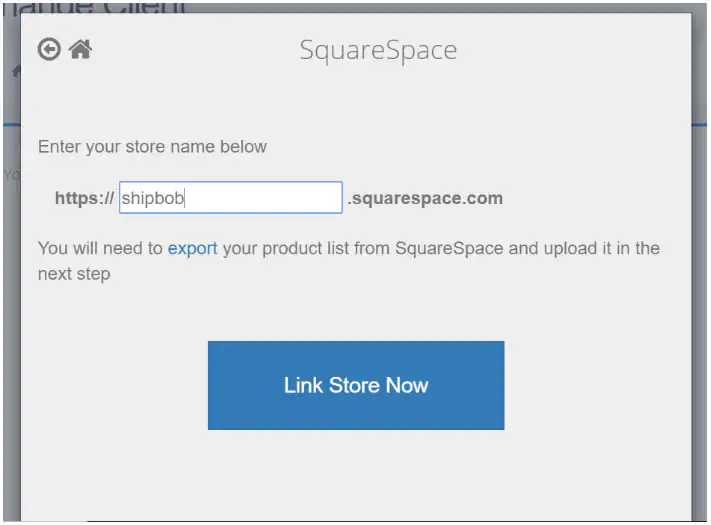 Squarespace Integration form to enter store name