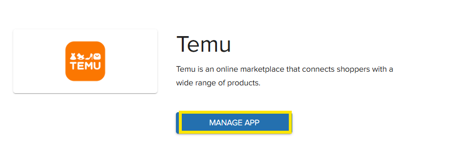 Temu app card showing LAUNCH button and status indicator
