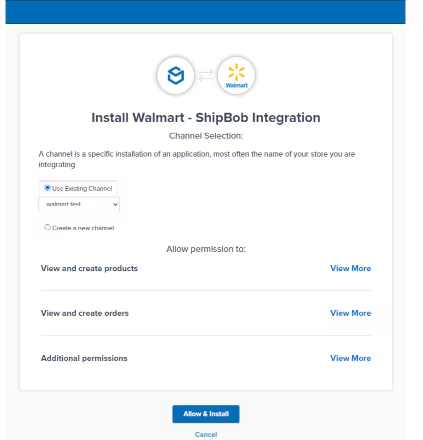 Configuration settings screen showing data sync options after successful installation