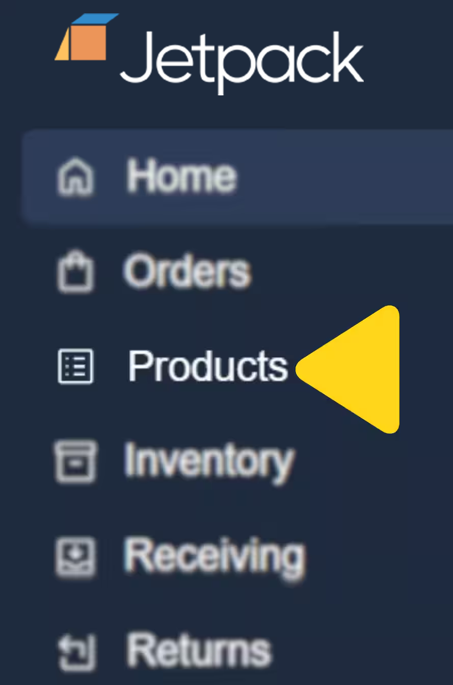 Products navigation in left sidebar
