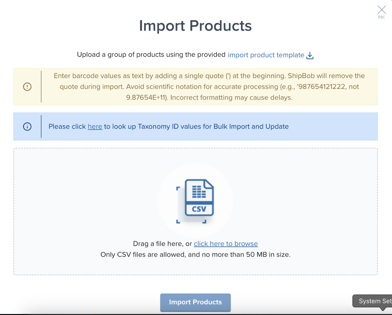 Selecting Import from Excel option