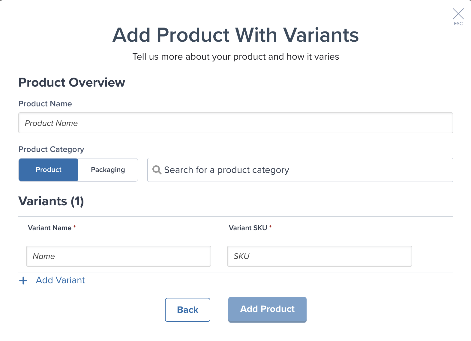 Selecting product category from dropdown