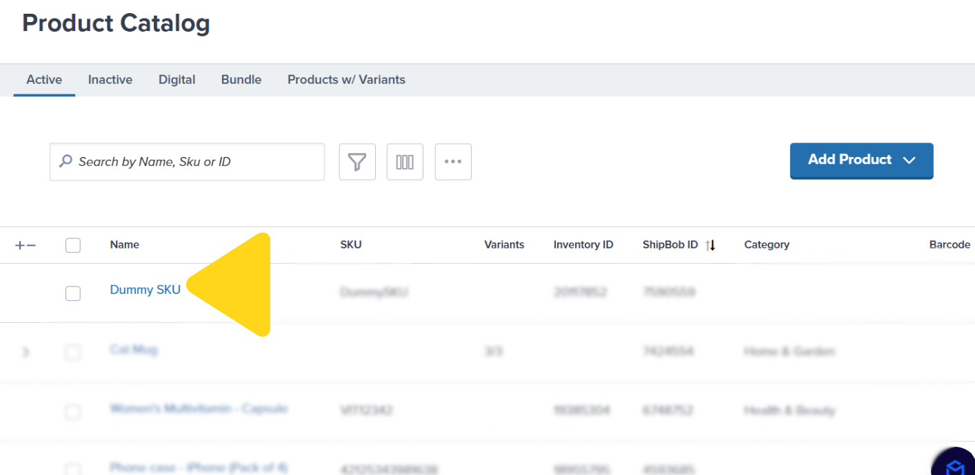 Clicking product name in Product Catalog to open details
