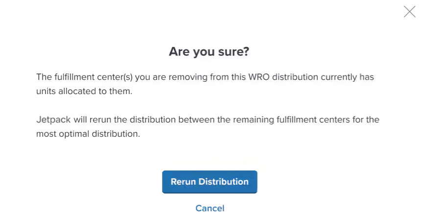Rerun Distribution confirmation dialog