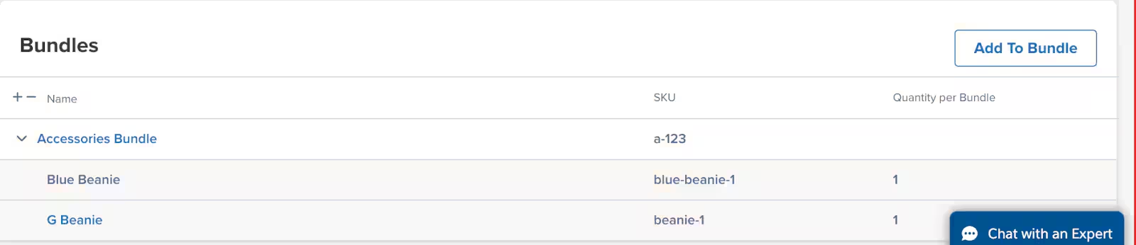 Bundles tile showing an Accessories Bundle with Blue Beanie and G Beanie components