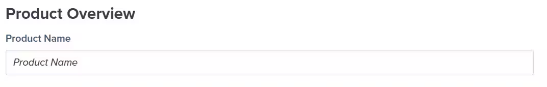 Product Name field in Product Overview section