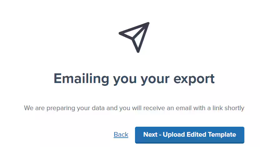 Email with bulk update template download button