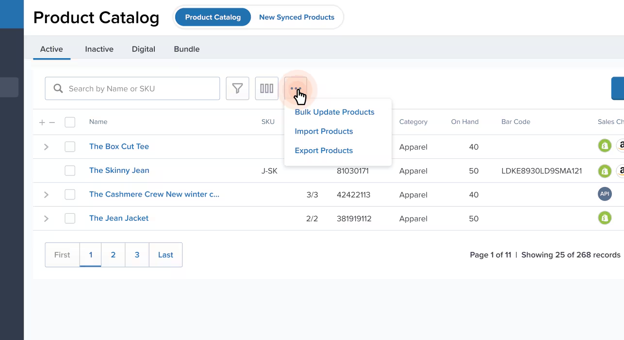 Bulk Update Products menu option