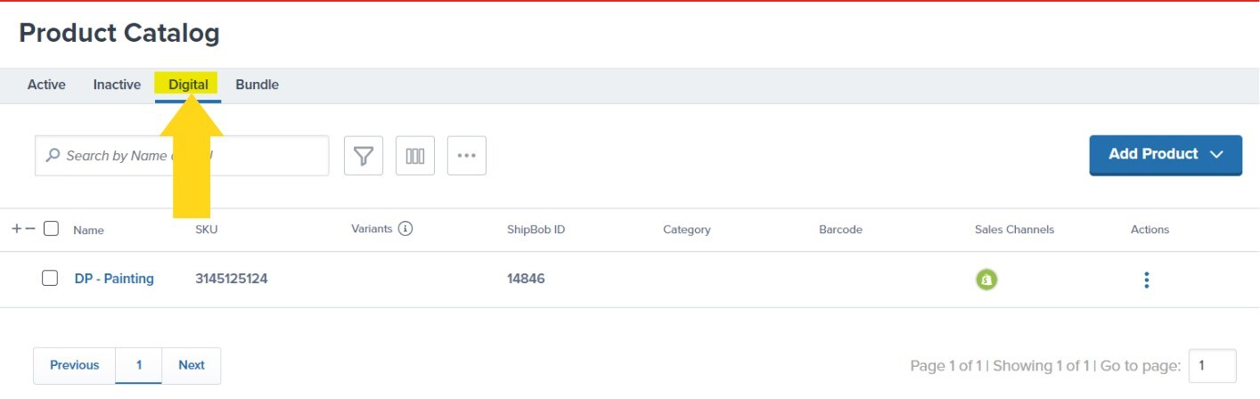 Digital filter showing filtered product catalog