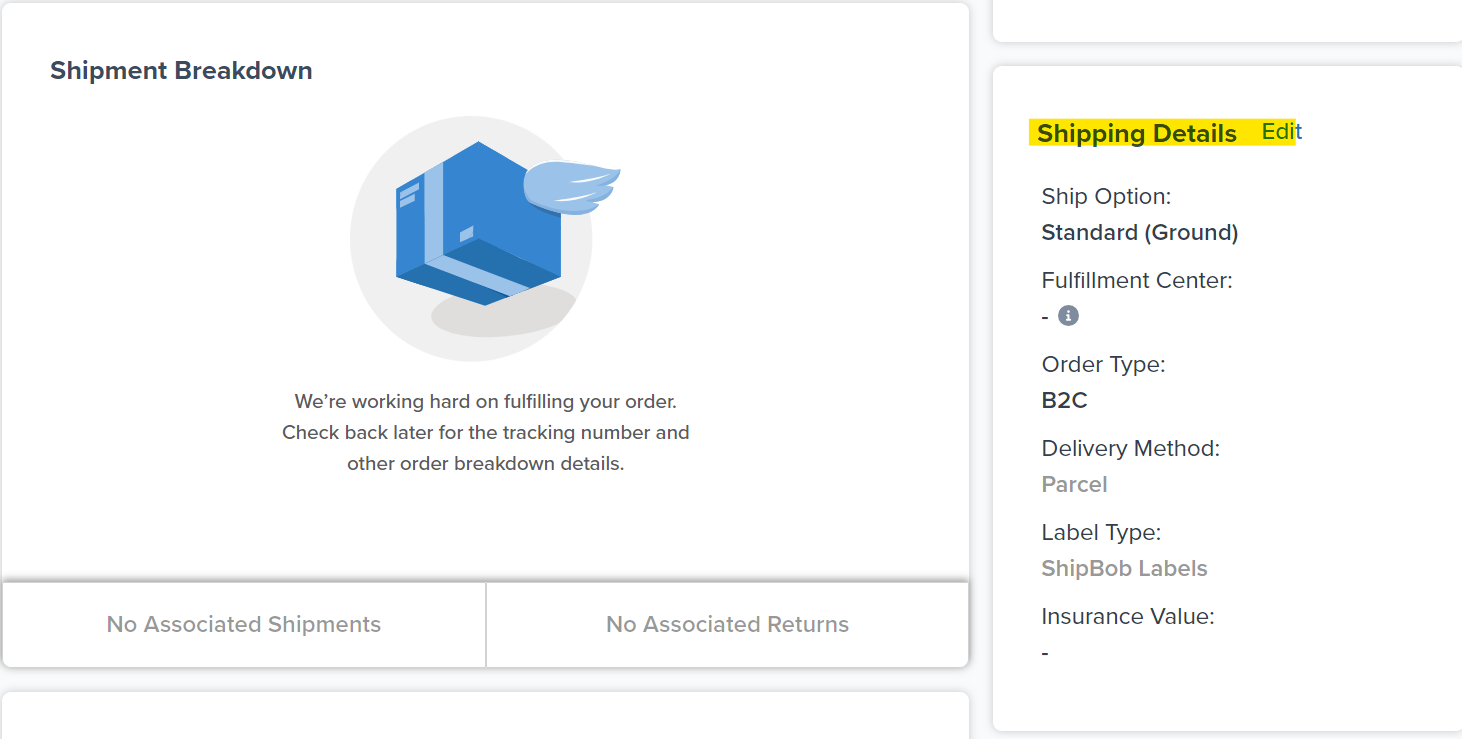 Edit button in Jetpack Shipping Details section