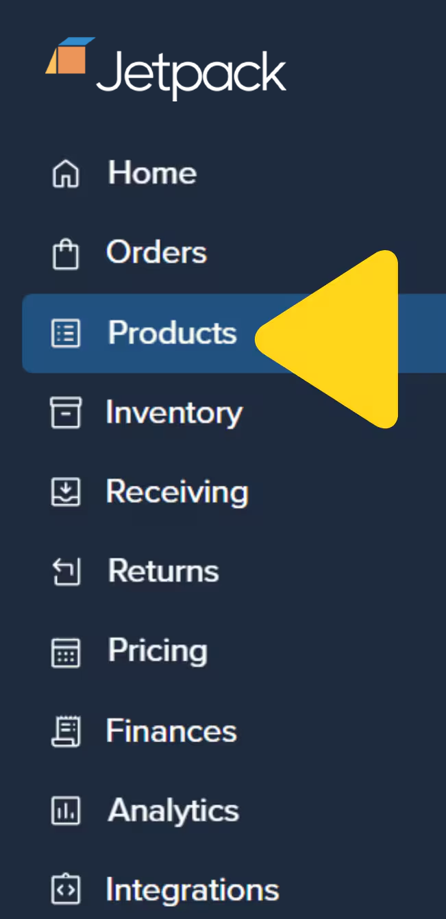 Products navigation in left sidebar