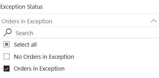 Exception Status filter dropdown