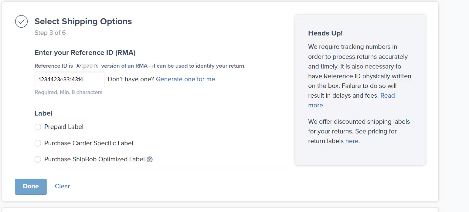 Return Order Form showing completed steps with Edit buttons for each section