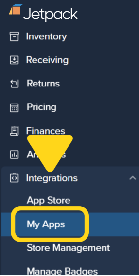 Integrations menu showing My Apps option