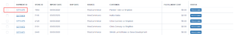 Selected orders with checkboxes marked