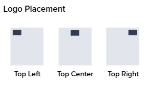 Logo Placement drop-down menu showing Top Left, Top Center, and Top Right options