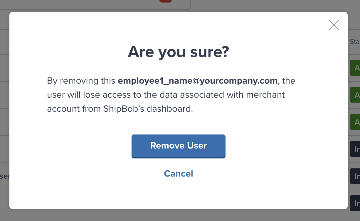 Remove User confirmation dialog warning that the action cannot be undone