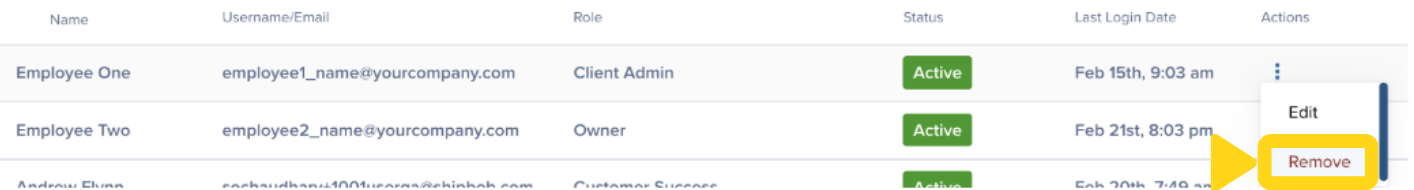 User Management page showing table of users with Name, Email, Role, Status, and Last Login columns