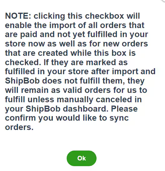 Confirmation dialog explaining fetch orders behavior