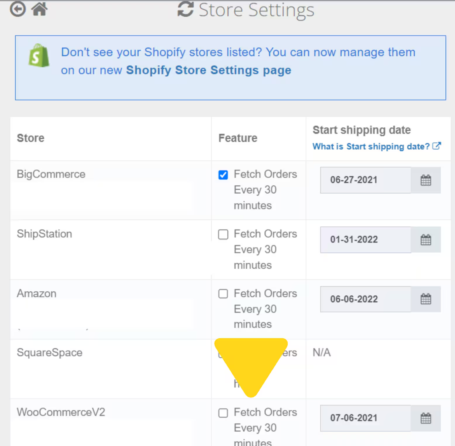 Store Settings page showing Fetch Orders Every 30 minutes checkbox for WooCommerce