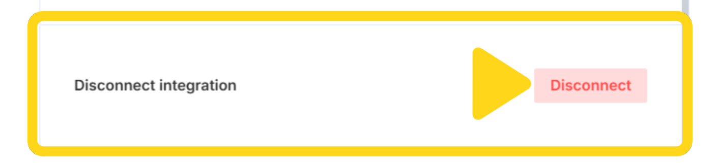 Disconnect integration dialog with red Disconnect button