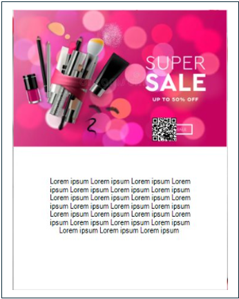 Example of a marketing insert showing promotional design on postcard-style paper