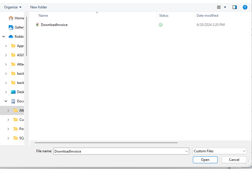 File selection dialog showing available files