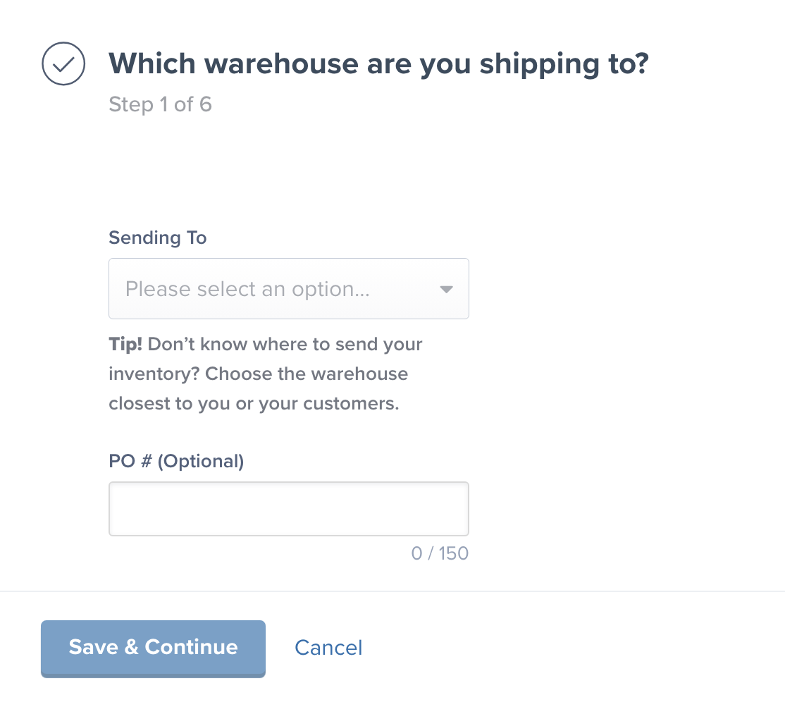 Selecting fulfillment center for WRO