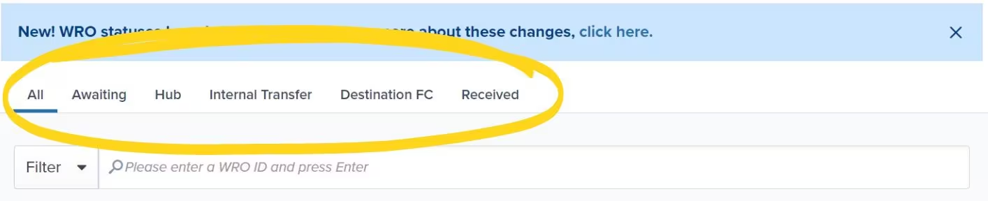 WRO Summary page showing Shipping Details panel with origin/destination addresses, box count, carrier information, and Add Tracking button
