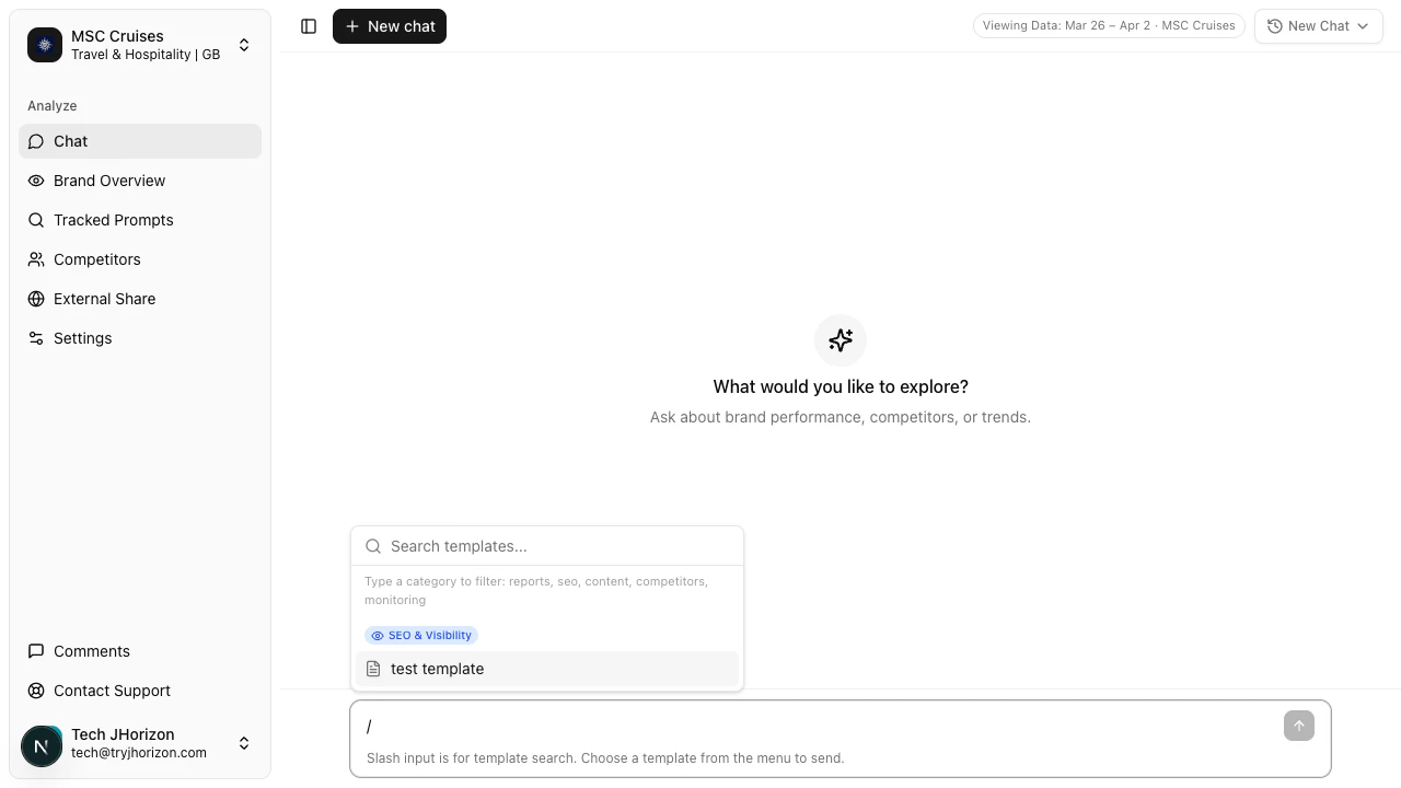 Using a prompt template in chat