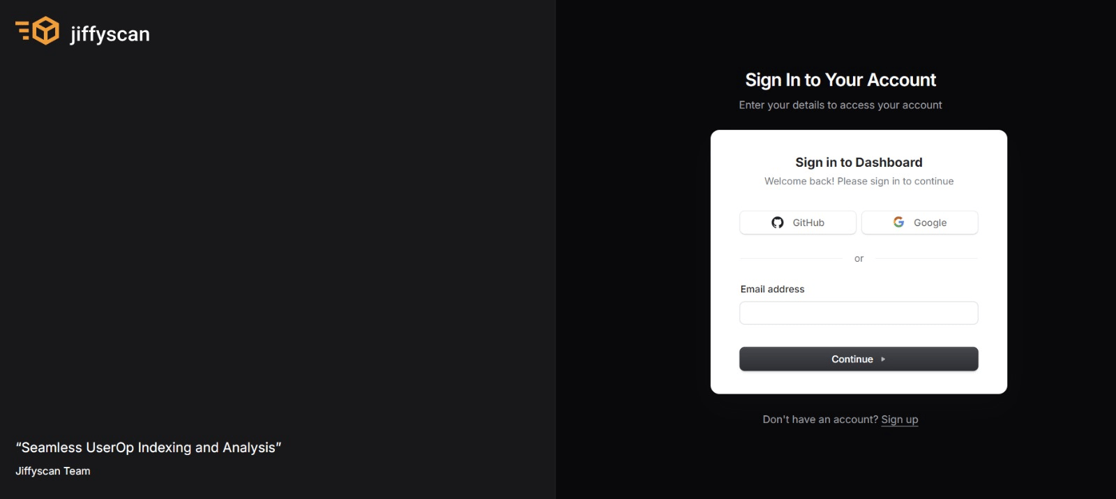 Jiffyscan Dashboard