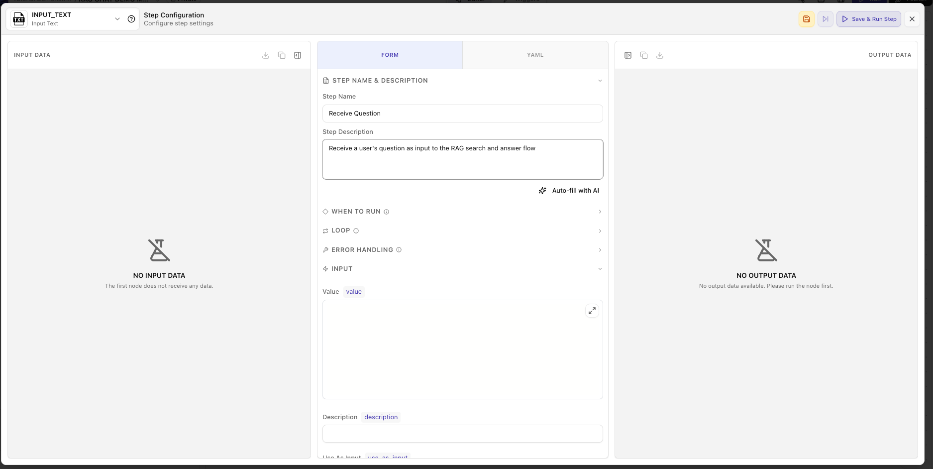 手動構築 - Receive Question を設定