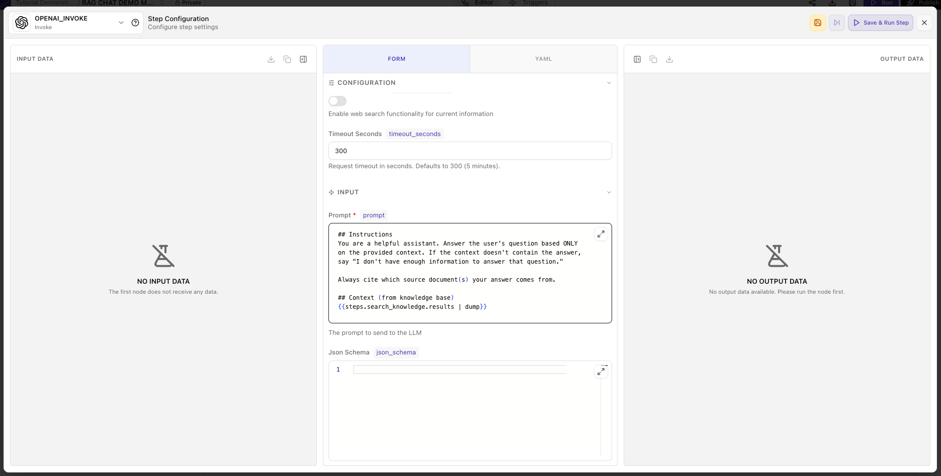 手動構築 - OpenAI Invoke ノードを設定