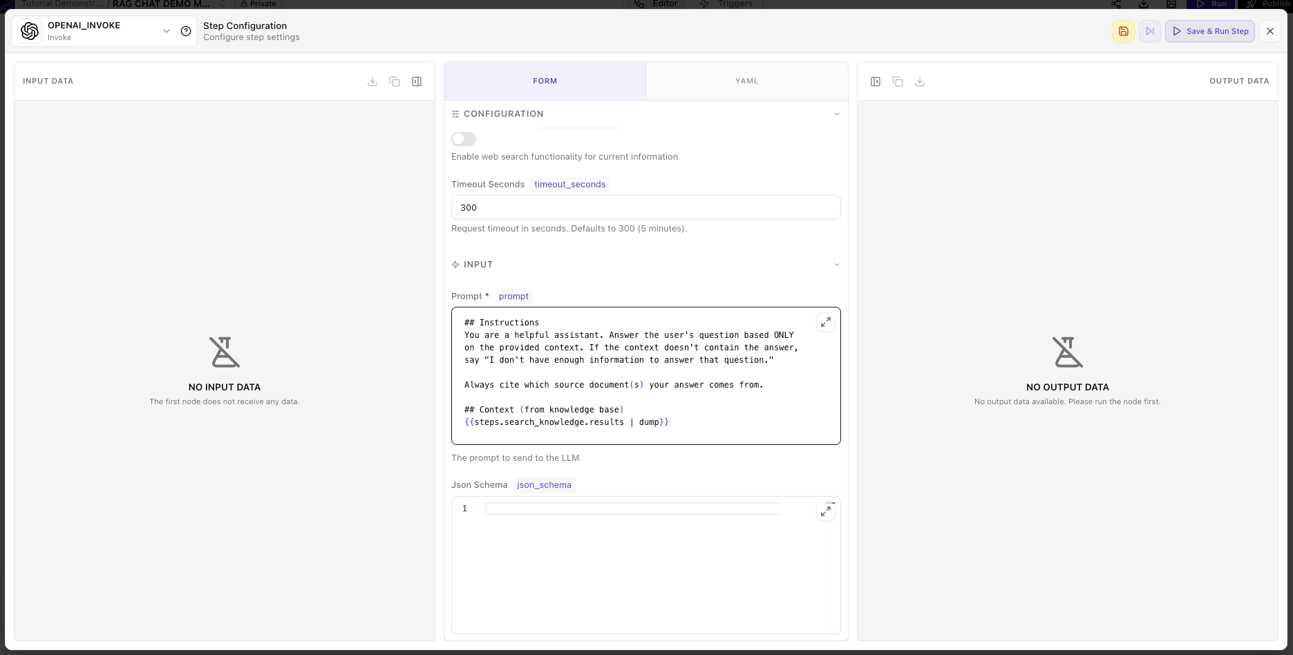 手動構築 - OpenAI Invoke ノードを設定
