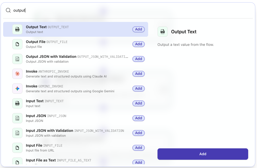 Manual build - add output text node