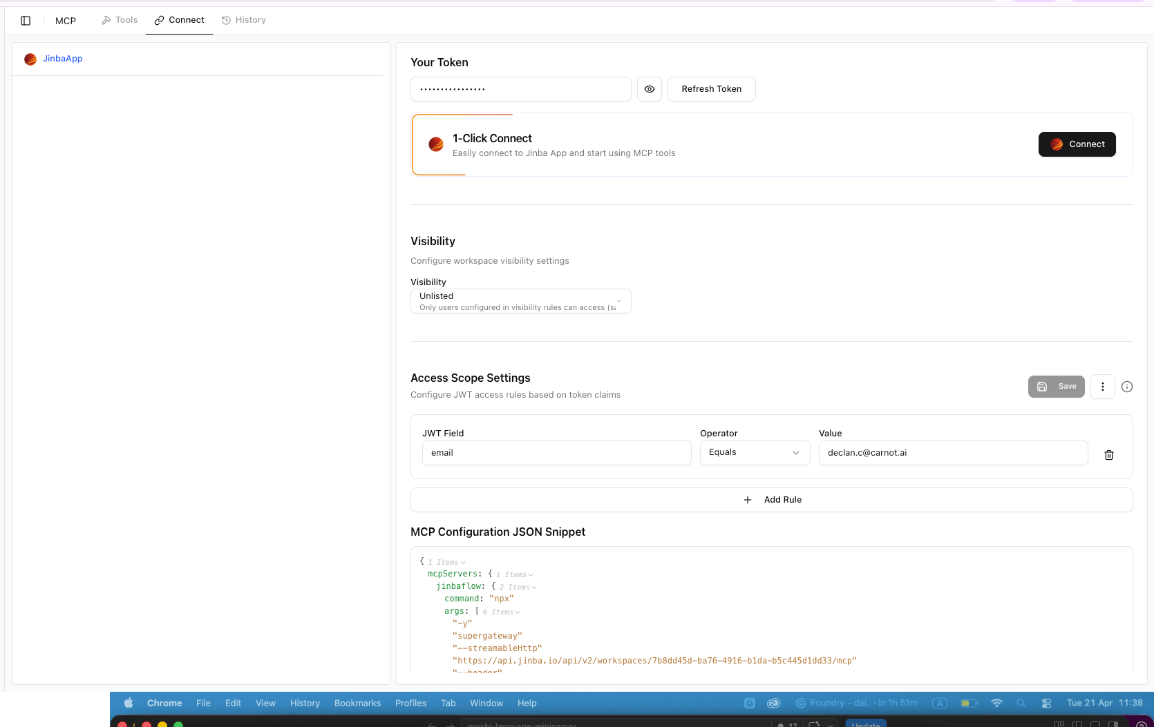 MCP Connect tab