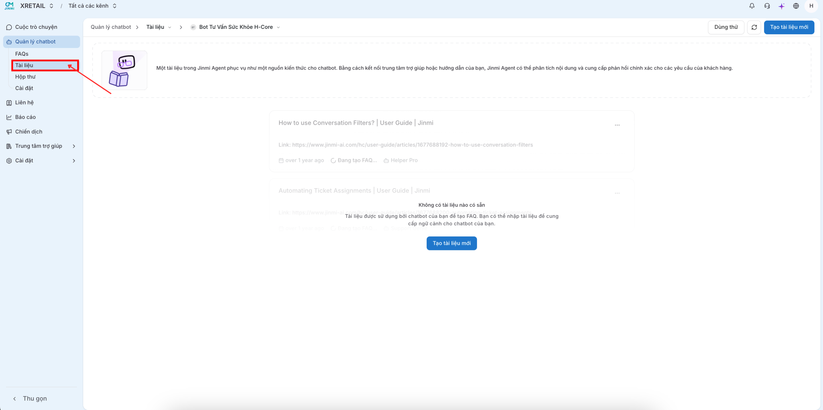 Gắn Tài Liệu Vào Chatbot