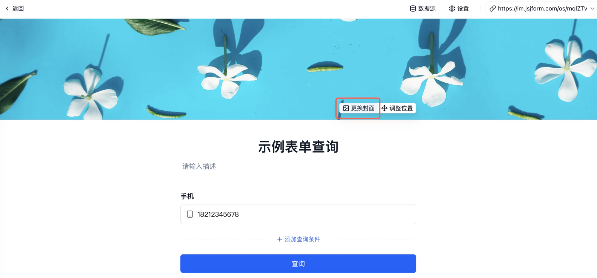 PC|对外查询|查询入口页更换封面图片输入「手机」字段示例值18212345678