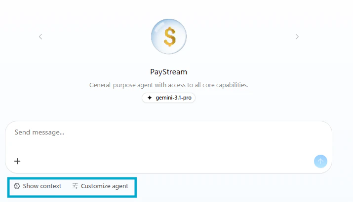 Context and Customize agent buttons in chat