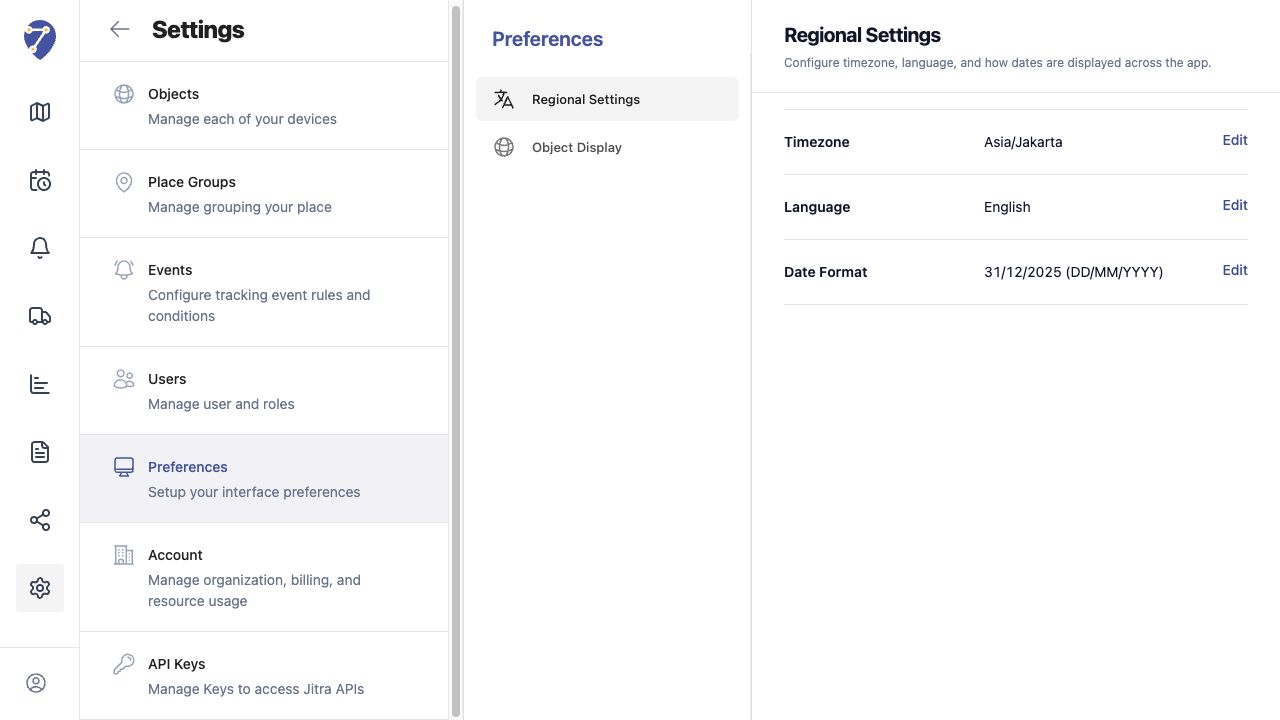 Managing Organization Preferences screen on Jitra staging