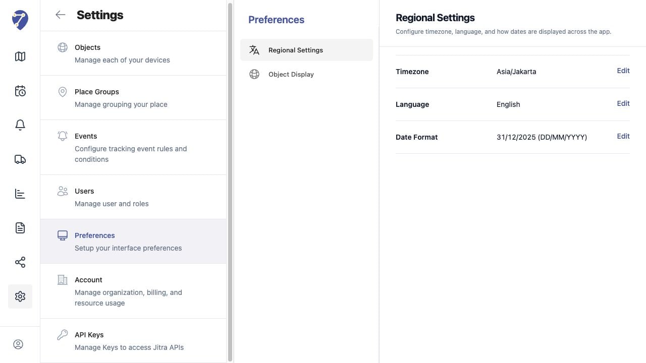 Managing Organization Preferences screen on Jitra staging